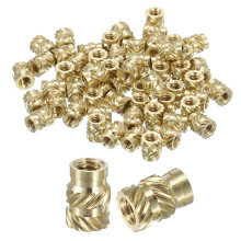 Knurled Insert Nuts, 100pcs M2 x 5mm L x 3.5mm OD 3D Printing Brass Nuts Female Threaded Inserts Brass Heat Set Insert Embedment Nuts
