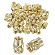 Knurled Insert Nuts, 50pcs M4 x 8mm L x 6mm OD 3D Printing Brass Nuts Female Threaded Inserts Brass Heat Set Insert Embedment Nuts