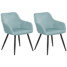 Set of 2 Dining Chairs CASMALIA Velvet Light Blue