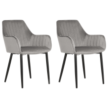 Set of 2 Dining Chairs WELLSTON Velvet Dark Grey