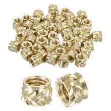 Knurled Insert Nuts, 50pcs M4 x 4mm L x 6mm OD 3D Printing Brass Nuts Female Threaded Inserts Brass Heat Set Insert Embedment Nuts