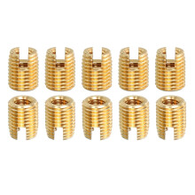 Self Tapping Threaded Inserts, 10pcs M4-0.7 Female to M6.5-0.75 Male Brass Slotted Thread Repair Inserts Nuts, 8mm Long
