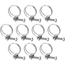 10Pcs Double Wire Hose Clamp, 28-32mm Adjustable Stainless Steel Wire Hose Clips with M6 Bolt for Dust Collection Hose, Pump Hose Pipe