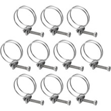 10Pcs Double Wire Hose Clamps, 38-42mm Stainless Steel, Silver, Adjustable, M6 Bolt, for Dust Collection Hose, Pump Hose Pipe