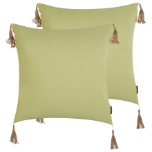 Set of 2 Decorative Cushions CHMISTAR 45 x 45 cm Green Solid