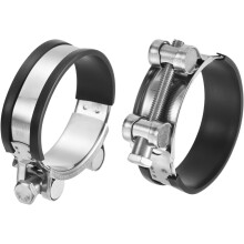 T-Bolt Hose Clamp, 2Pcs 68-73mm Adjustable Stainless Steel Rubber Cushioned Intake Intercooler Pipe Clamps Hose Clip for Industrial