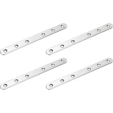 4 Pcs Flat Straight Brace Brackets, 7.6 x 0.7 Inch Mending Plates, Connector Furniture Repair Fixing Joint, Stainless Steel, Silver
