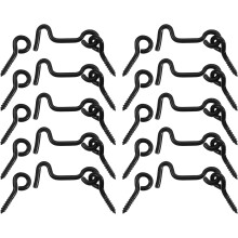 8Pcs Eye Latch Gate Door Swivel Hook,1.7" Cabin Hook and Eye Latch Lock with Mounting Screws for Wood Window Door, Black