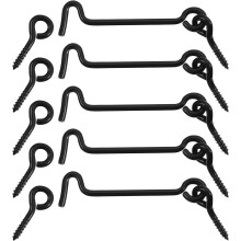 5Pcs Eye Latch Gate Door Swivel Hook,3" Cabin Hook and Eye Latch Lock with Mounting Screws for Wood Window Door, Black