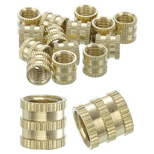 Knurled Insert Nuts, 16Pcs M8 x 10mm(L) x 10mm(OD) Thread Printing Brass Nuts Female Threaded Inserts Brass Heat Set Insert Embedment Nuts