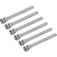 Tungsten Carbide Rotary Files 1/8" Shank, Double Cut Ball Shape Rotary Burrs Tool 6mm Dia, for Die Grinder Drill Bit Wood Soft Metal Carving Polishing