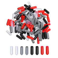 100pcs Rubber End Caps 4mm ID Screw Thread Protectors PVC Vinyl Round Tube Bolt Cap Cover, Black Red Grey Clear