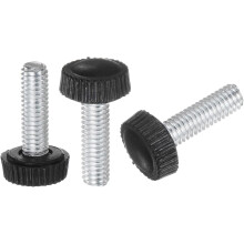 30pcs M6 x 20mm Metric Male Thread Knurled Knobs, Thumb Screw Clamping Knobs Grip Plastic Handle Hand Knobs with Threaded Stud, Black