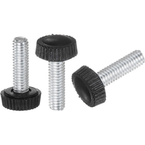30pcs M6 x 20mm Metric Male Thread Knurled Knobs, Thumb Screw Clamping Knobs Grip Plastic Handle Hand Knobs with Threaded Stud, Black