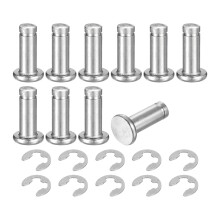 10Set M6x16mm 304 Stainless Steel Cylindrical Shaft Snap Ring Locating Pin, Flat Head Grooved Hinge Cylinder Position Pin with E Clip Retaining Ring,