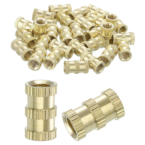 Knurled Insert Nuts, 15Pcs M5 x 12mm(L) x 7mm(OD) Thread Printing Brass Nuts Female Threaded Inserts Brass Heat Set Insert Embedment Nuts