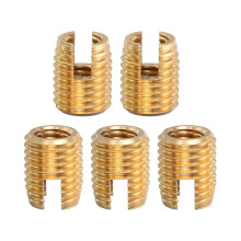 Self Tapping Threaded Inserts, 5pcs M8-1.25 Female to M12-1.5 Male Brass Slotted Thread Repair Inserts Nuts, 15mm Long