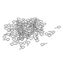 100Pcs Eye Screws, 304 Stainless Steel 10x5mm Small Self Tapping Screw Hooks Ring Mini Eye Pins for DIY Handwork Wooden Clay Pendants Cork Bottles, Si