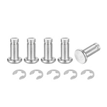 5Set M5x12mm 304 Stainless Steel Cylindrical Shaft Snap Ring Locating Pin, Flat Head Grooved Hinge Cylinder Position Pin with E Clip Retaining Ring, S