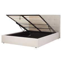 Ottoman Bed LORIENT Fabric Beige 160 x 200 cm (EU King Size)
