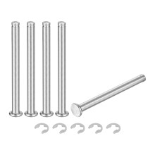 5Set M6x70mm 304 Stainless Steel Cylindrical Shaft Snap Ring Locating Pin, Flat Head Grooved Hinge Cylinder Position Pin with E Clip Retaining Ring, S