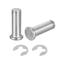 2Set M12x35mm 304 Stainless Steel Cylindrical Shaft Snap Ring Locating Pin, Flat Head Grooved Hinge Cylinder Position Pin with E Clip Retaining Ring,