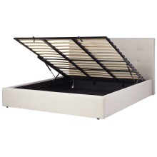 Ottoman Bed LORIENT Fabric Beige 180 x 200 cm (EU Super King)
