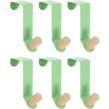 Over The Door Hooks,6pcs - Carbon Steel Paint Door Hanger Hook, Single Hooks for Hanging Clothes, Hats, Towels (Green)