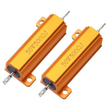 50W 500 Ohm 5% Aluminum Housing Resistor Screw Tap Chassis Mounted Aluminum Case Wirewound Resistor Load Resistors Gold Tone 2pcs