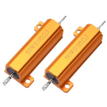 50W 0.05 Ohm 5% Aluminum Case Resistor Screw Tap Chassis Mounted Wirewound Load Resistors Gold Tone 2pcs
