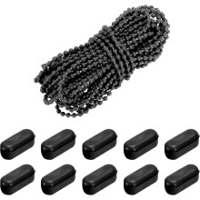 10 Meters/10.94 Yards Blinds Bead Chain Cord Plastic Ball Beaded Chain with 20 Pcs Chain Connectors for Bead Roller Blind, Black