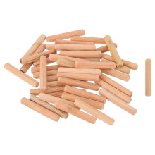 200Pcs 3/8" x 2-3/8" Wooden Dowel Pins, Wood Dowels Rods, Furniture Woodworking Grooved Fluted Pin, Wooden Dowels Fluted for Craft, DIY Projects