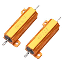 50W 3 Ohm 5% Aluminum Housing Resistor Screw Chassis Mounted Aluminum Case Wirewound Resistor Load Resistors Gold Tone 2pcs