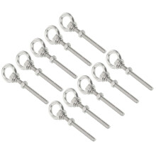M6x60 1/4" x2-2/5 Stainless Steel Eye Bolts Threaded Screw Eyebolt Shoulder Ring with Nuts Washers for Lifting Hanging, 10 Set