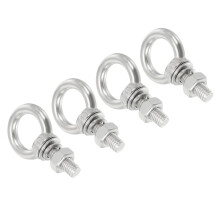 M4x30 3/16"x1.18" Stainless Steel Eye Bolts Threaded Screw Eyebolt Shoulder Ring with Nuts Washers for Lifting Hanging, 4 Set