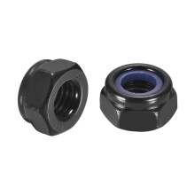 35Pcs M10 x 1.5 Nylon Insert Hex Lock Nuts, Carbon Steel Self-Locking Nylon Insert Stop Nut for Industrial Construction Fasteners, Black&Black