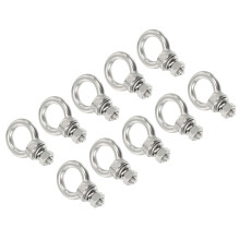 M6x12 1/4" x1/2" Stainless Steel Eye Bolts Threaded Screw Eyebolt Shoulder Ring with Nuts Washers for Lifting Hanging, 10 Set