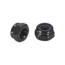 100Pcs M5 x 0.8 Nylon Insert Hex Lock Nuts, Carbon Steel Self-Locking Nylon Insert Stop Nut for Industrial Construction Fasteners, Black&Black