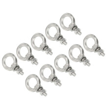 M4x11 3/16" x7/16 Stainless Steel Eye Bolts Threaded Screw Eyebolt Shoulder Ring with Nuts Washers for Lifting Hanging, 10 Set