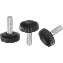 50pcs M4 x 12mm Metric Male Thread Knurled Knobs, Thumb Screw Clamping Knobs Grip Plastic Handle Hand Knobs with Threaded Stud, Black