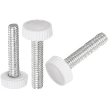 20pcs M6 x 34mm Metric Male Thread Knurled Knobs, Thumb Screw Clamping Knobs Grip Plastic Handle Hand Knobs with Threaded Stud, White