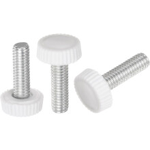 20pcs M6 x 20mm Metric Male Thread Knurled Knobs, Thumb Screw Clamping Knobs Grip Plastic Handle Hand Knobs with Threaded Stud, White