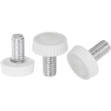 30pcs M6 x 12mm Metric Male Thread Knurled Knobs, Thumb Screw Clamping Knobs Grip Plastic Handle Hand Knobs with Threaded Stud, White