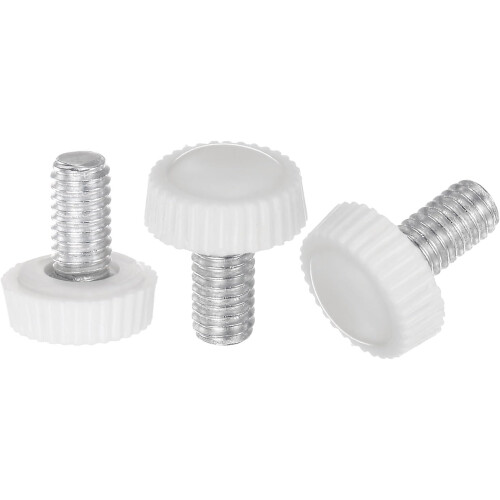 30pcs M6 x 12mm Metric Male Thread Knurled Knobs, Thumb Screw Clamping Knobs Grip Plastic Handle Hand Knobs with Threaded Stud, White