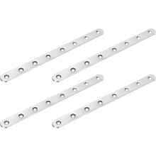 4 Pcs Flat Straight Brace Brackets, 9.6 x 0.7 Inch Mending Plates, Connector Furniture Repair Fixing Joint, Stainless Steel, Silver