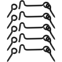 5Pcs Eye Latch Gate Door Swivel Hook,2.5" Cabin Hook and Eye Latch Lock with Mounting Screws for Wood Window Door, Black