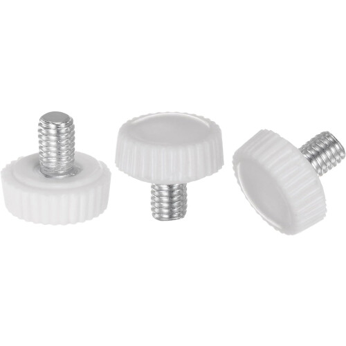 30pcs M5 x 8mm Metric Male Thread Knurled Knobs, Thumb Screw Clamping Knobs Grip Plastic Handle Hand Knobs with Threaded Stud, White