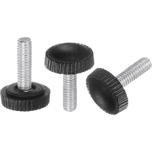 30pcs M4 x 16mm Metric Male Thread Knurled Knobs, Thumb Screw Clamping Knobs Grip Plastic Handle Hand Knobs with Threaded Stud, Black