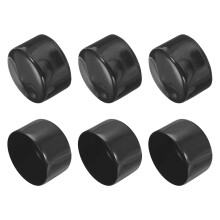 6pcs Rubber End Caps 70mm ID Vinyl Round Tube Bolt Cap Cover Screw Thread Protectors Black