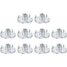 #8-32 T-Nuts, Zinc-Plated Carbon Steel 3-Pronged Tee Nuts Threaded Inserts for Climbing Holds and Wood Working, White 21Pcs